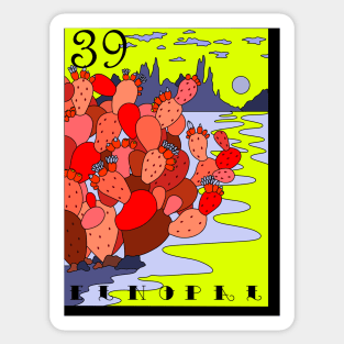 Retro Neon El Nopal Loteria Card Sticker